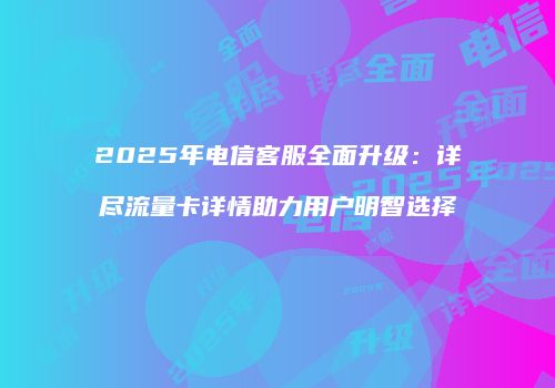 2025年电信客服全面升级：详尽流量卡详情助力用户明智选择