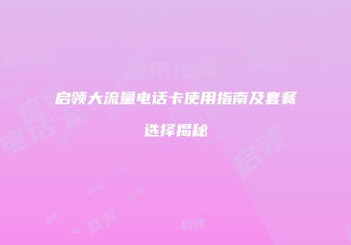启领大流量电话卡使用指南及套餐选择揭秘