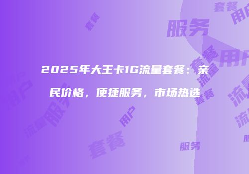 2025年大王卡1G流量套餐：亲民价格，便捷服务，市场热选