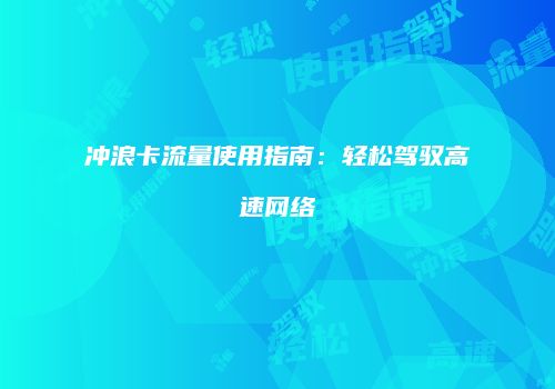 冲浪卡流量使用指南:轻松驾驭高速网络