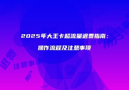 2025年大王卡超流量退费指南：操作流程及注意事项