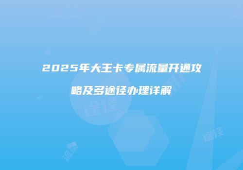 2025年大王卡专属流量开通攻略及多途径办理详解