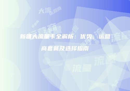 新疆大流量卡全解析：优势、运营商套餐及选择指南