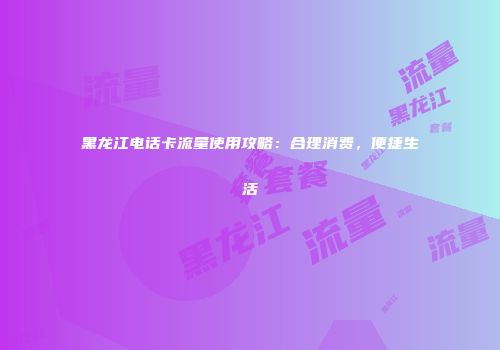 黑龙江电话卡流量使用攻略：合理消费，便捷生活