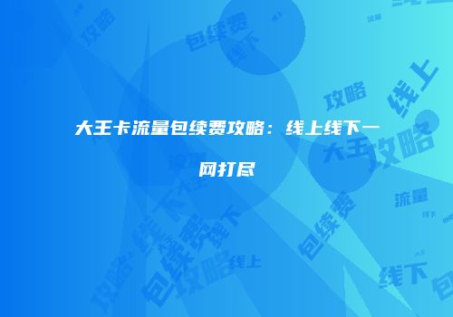 大王卡流量包续费攻略：线上线下一网打尽