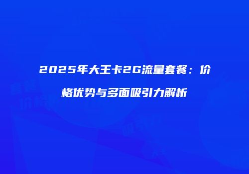 2025年大王卡2G流量套餐：价格优势与多面吸引力解析