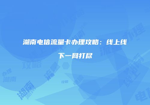 湖南电信流量卡办理攻略：线上线下一网打尽