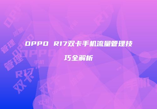 OPPO R17双卡手机流量管理技巧全解析