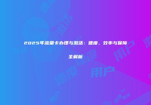 2025年流量卡办理与激活：速度、效率与保障全解析