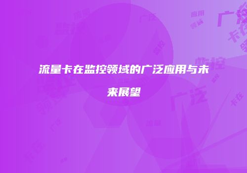 流量卡在监控领域的广泛应用与未来展望