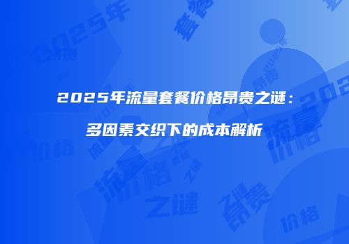 2025年流量套餐价格昂贵之谜：多因素交织下的成本解析