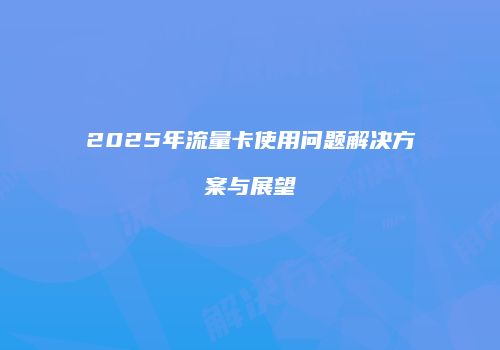 2025年流量卡使用问题解决方案与展望