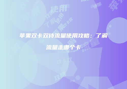 苹果双卡双待流量使用攻略:了解流量走哪个卡