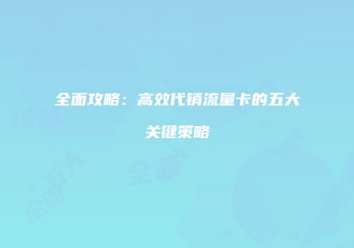 全面攻略：高效代销流量卡的五大关键策略