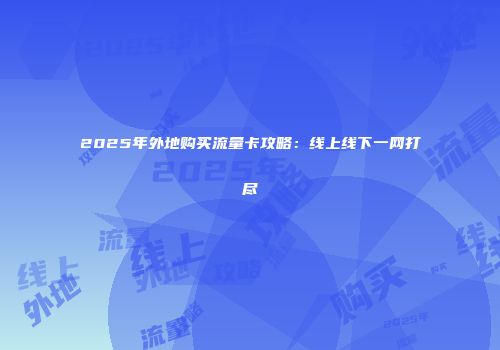 2025年外地购买流量卡攻略：线上线下一网打尽