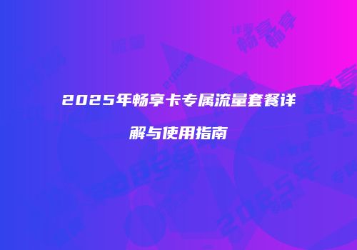 2025年畅享卡专属流量套餐详解与使用指南