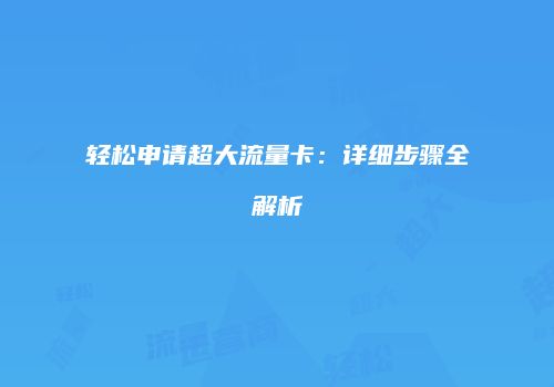 轻松申请超大流量卡：详细步骤全解析