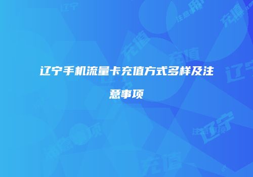 辽宁手机流量卡充值方式多样及注意事项