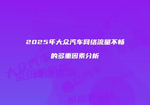 2025年大众汽车网络流量不畅的多重因素分析
