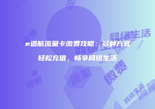 e道航流量卡缴费攻略：多种方式轻松充值，畅享网络生活