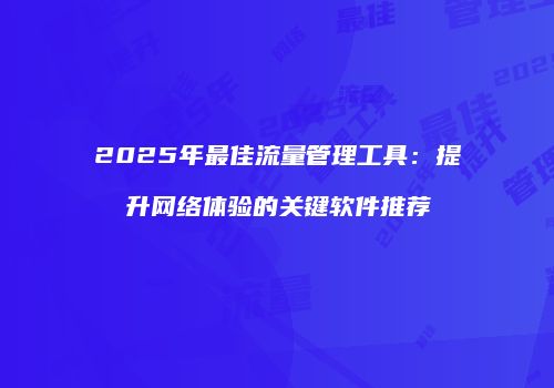 2025年最佳流量管理工具：提升网络体验的关键软件推荐