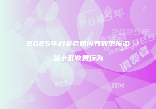 2025年消费者如何有效举报流量卡乱收费行为