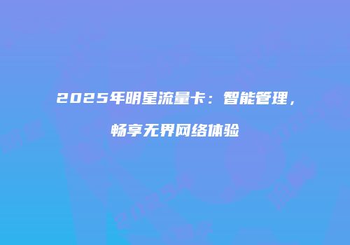 2025年明星流量卡：智能管理，畅享无界网络体验