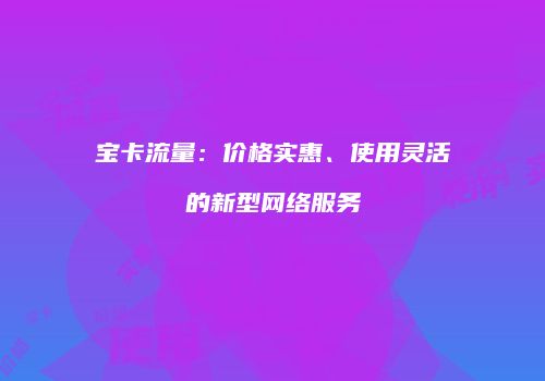 宝卡流量：价格实惠、使用灵活的新型网络服务