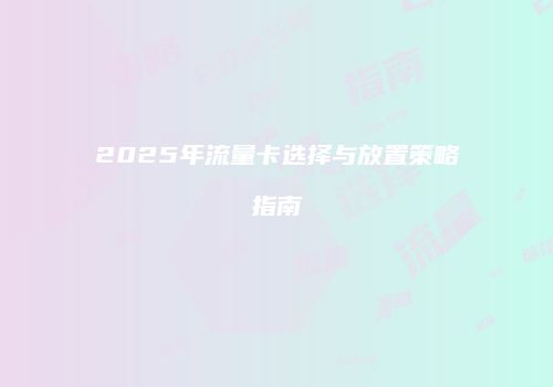 2025年流量卡选择与放置策略指南
