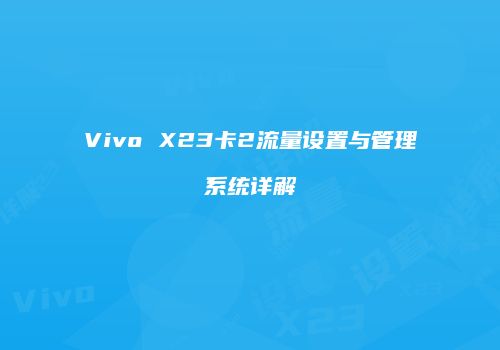 Vivo X23卡2流量设置与管理系统详解