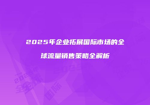 2025年企业拓展国际市场的全球流量销售策略全解析