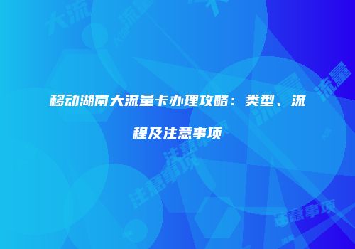 移动湖南大流量卡办理攻略:类型、流程及注意事项
