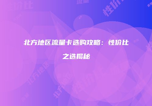 北方地区流量卡选购攻略：性价比之选揭秘