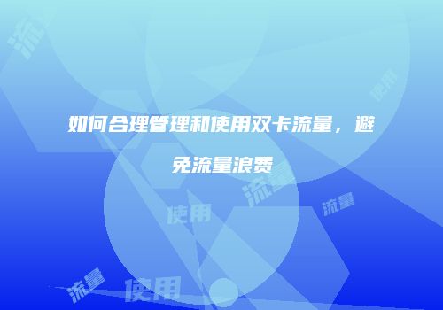 如何合理管理和使用双卡流量，避免流量浪费