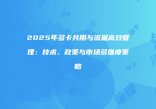 2025年多卡共用与流量高效管理：技术、政策与市场多维度策略