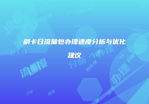 副卡日流量包办理速度分析与优化建议