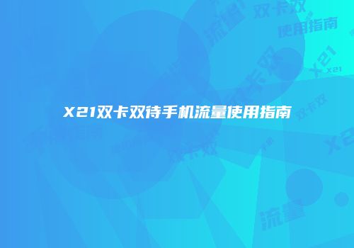 X21双卡双待手机流量使用指南