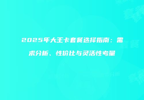 2025年大王卡套餐选择指南：需求分析、性价比与灵活性考量