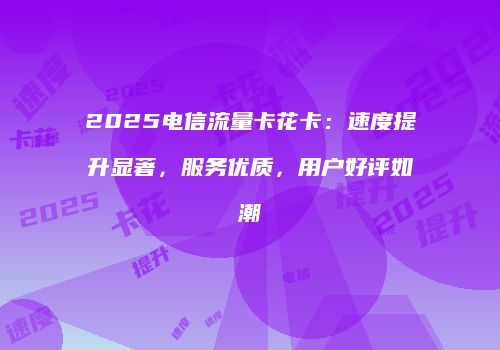 2025电信流量卡花卡：速度提升显著，服务优质，用户好评如潮