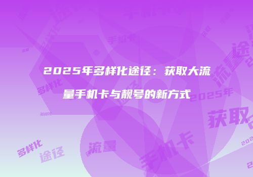 2025年多样化途径：获取大流量手机卡与靓号的新方式