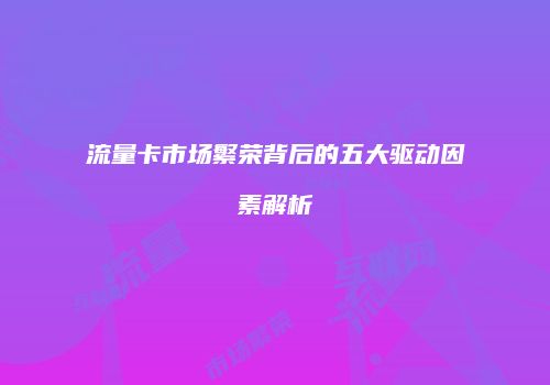 流量卡市场繁荣背后的五大驱动因素解析