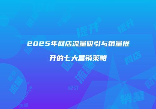 2025年网店流量吸引与销量提升的七大营销策略