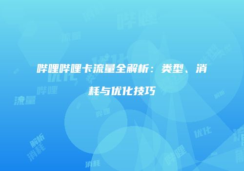哔哩哔哩卡流量全解析：类型、消耗与优化技巧