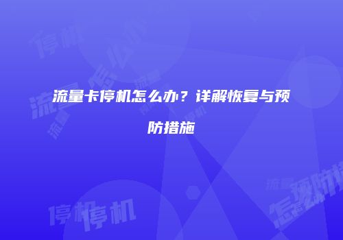 流量卡停机怎么办？详解恢复与预防措施