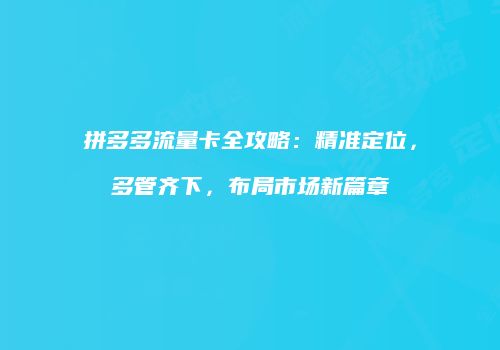 拼多多流量卡全攻略：精准定位，多管齐下，布局市场新篇章