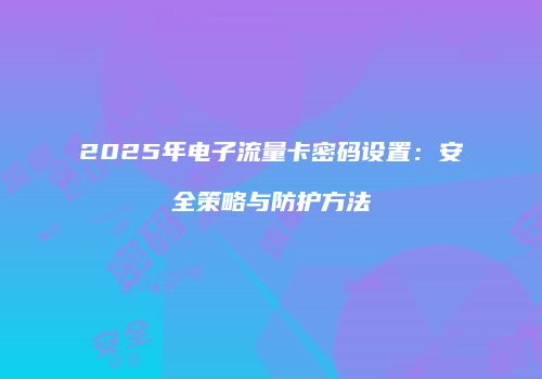 2025年电子流量卡密码设置：安全策略与防护方法