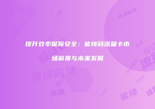 提升效率保障安全：能接码流量卡市场前景与未来发展