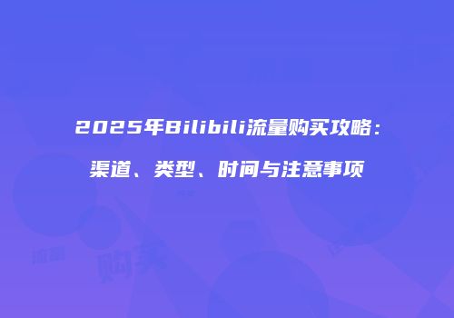 2025年Bilibili流量购买攻略：渠道、类型、时间与注意事项