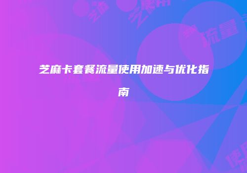芝麻卡套餐流量使用加速与优化指南