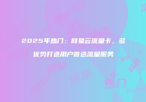 2025年热门：网易云流量卡，多优势打造用户首选流量服务